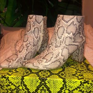 Qupid Snakeskin Boot Heels